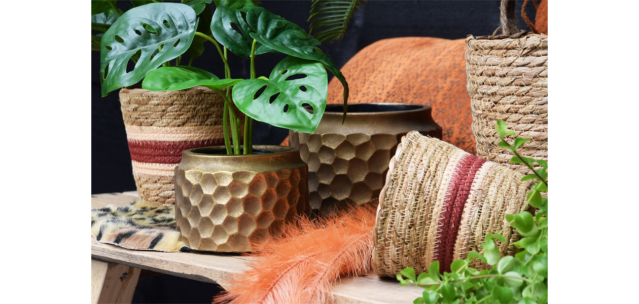 Gold Honey and Red Straw basket