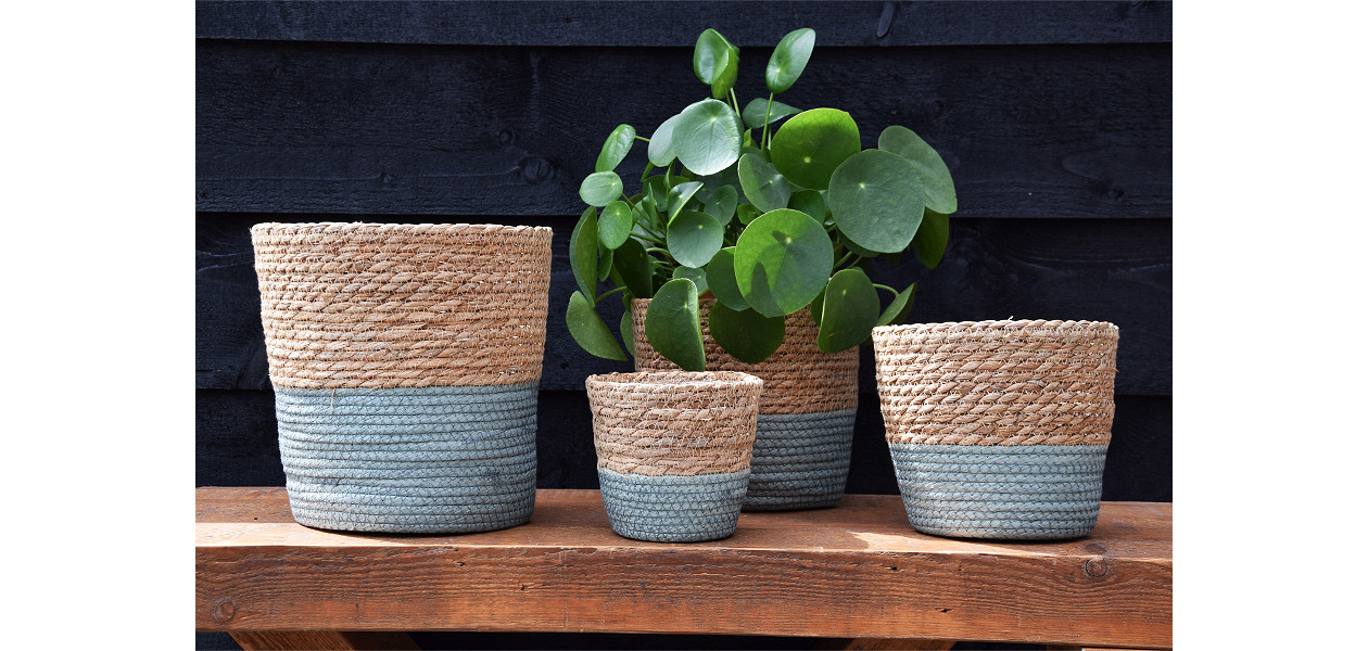 Misty Green Paper & Straw Basket
